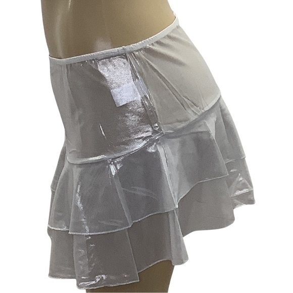 Under the Sun Mesh Ruffle Skirt Mesh Silver Skirt Size Extra Large New With Tags - Picture 2 of 7